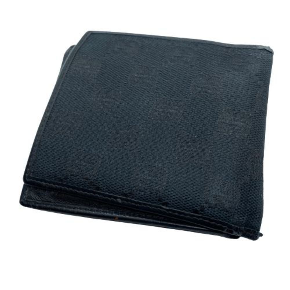 Authentic Gucci Black Canvas & Leather Bifold Wallet **FLAWS** - Picture 2 of 12
